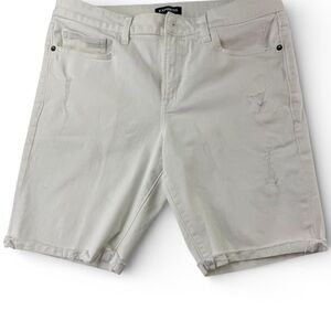 Express White Denim Shorts Men’s Size 32 Slim Fit Distressed Summer